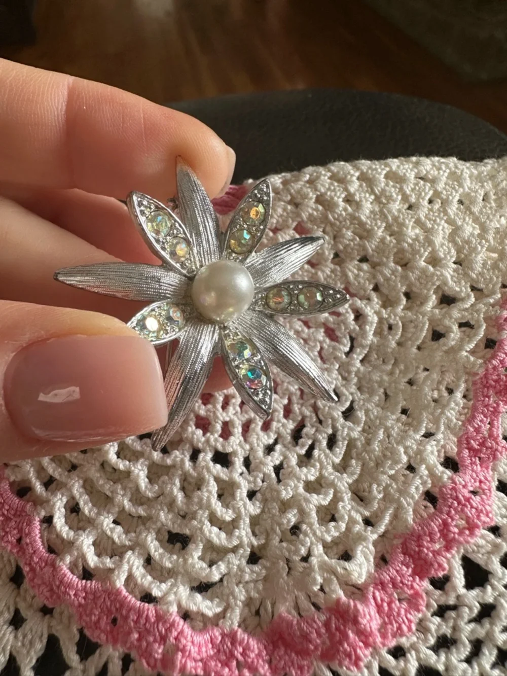 Emmons Silver Pearl & Crystal Daisy Brooch - Women's Jewelry